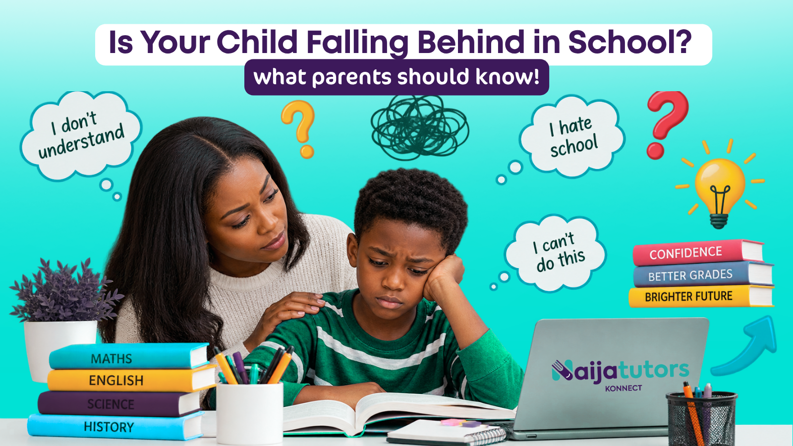 Parent noticing signs that their child is falling behind in school
