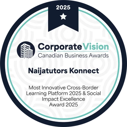Corporate Vision Canadian Business Awards 2025 badge for Most Innovative Cross-Border Learning Platform and Social Impact Excellence